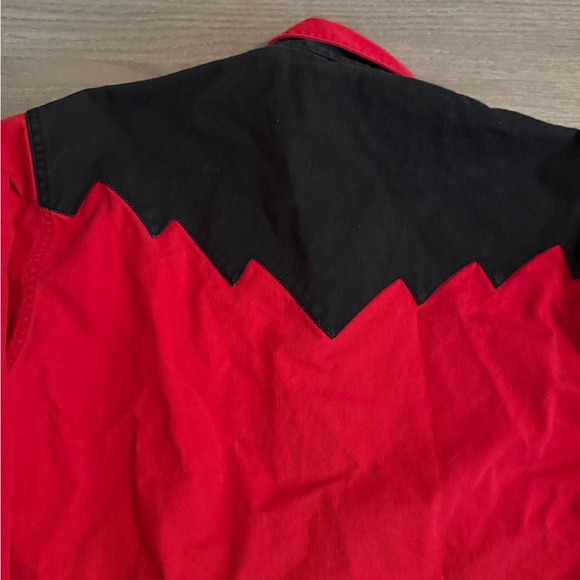 Vintage The San Angelo Collection Texas Mens Medium Button Up Western Shirt Red - Picture 7 of 8